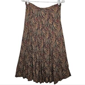 Koret Vintage Boho Paisley Multicolored Flirty Midi Maxi Skirt Size 8
